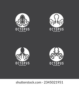 Octopus black silhouette logo and symbol template illustration