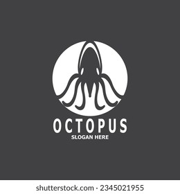 Octopus black silhouette logo and symbol template illustration