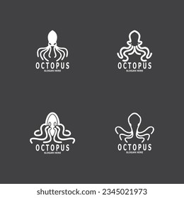 Octopus black silhouette logo and symbol template illustration