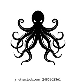 Octopus black silhouette vector illustration