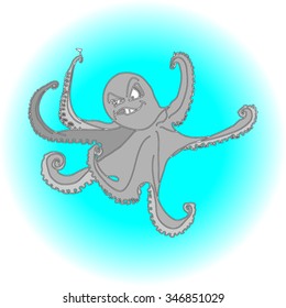 octopus black and white isolated