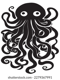 Octopus. Black and white vector illustration. Isolated on white background.Tattoo design.