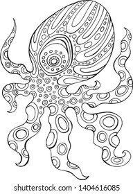 octopus black and white vector isolated image