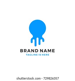 octopus blue simple logo template vector icon illustration