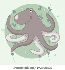 Octopus at  the bottom of the ocean