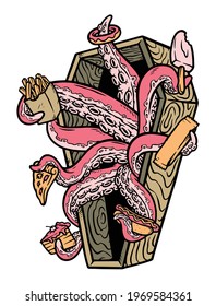 The octopus brings food for you