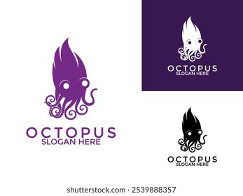 Octopus Brush logotipo design vetor, Opus logotipo design com combinação Octopus e Brush ferramenta vetor