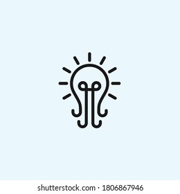 octopus bulb logo design vector silhouette illustration