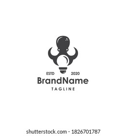 Plantilla de logotipo de bombilla de pulpo - vector