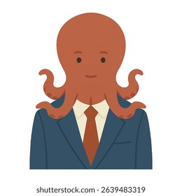 octopus in a business suit animal vector on a white background
Vector animal in a suit on a white background
