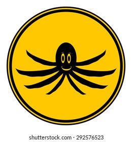Octopus button on white background. Vector illustration.