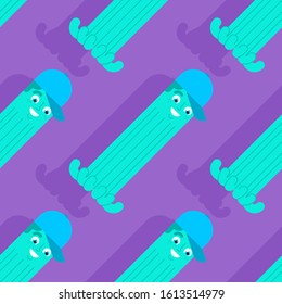 Octopus in cap pattern seamless. Funny poulpe background. Baby fabric ornament. vector texture