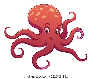 Octopus Cartoon Animal Illustration Color