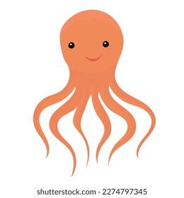 octopus cartoon, character on white background isolated, vector