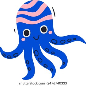 Octopus Cartoon Character Vector Illustration