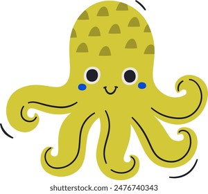 Octopus Cartoon Character Vector Illustration