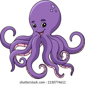 Octopus Cartoon Colored Clipart Illustration
