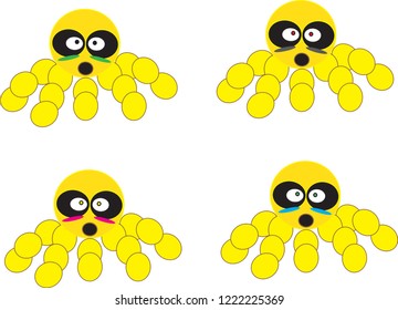 Octopus Cartoon face.  Vector.