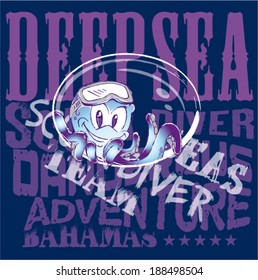 Octopus cartoon scuba diver