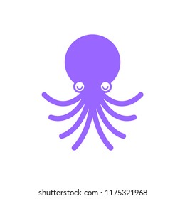 Octopus cartoon style isolated.  underwater animal. Poulpe vector illustration