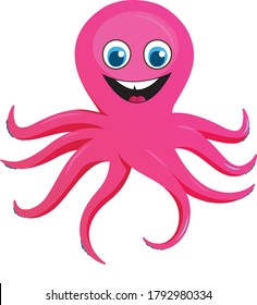 Octopus Cartoon vector art and illustration