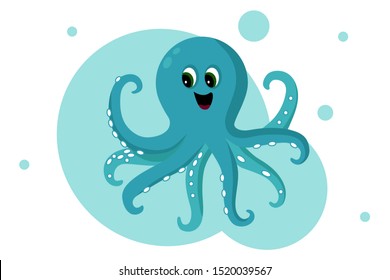 Octopus cartoon vectors. Illustration. 
Template.