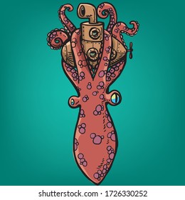 octopus catches the Yellow Submarine