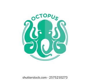 Octopus Cephalopod sea seafood fish shell zoo aquarium devilfish vector logo