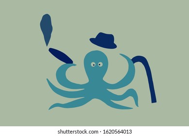 octopus character with a cigar