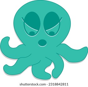 octopus character illustration suitable for stickers and emoticons