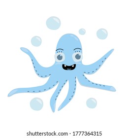 octopus character, illustration, vector flat, tentacles
