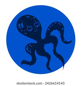 Octopus character isolated on white background. Vector graphic design illustration