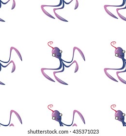 Octopus character marine seamless pattern background