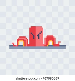 Octopus character. Pixel art style. Sea monster. 8-bit. Isolated vector illustration.