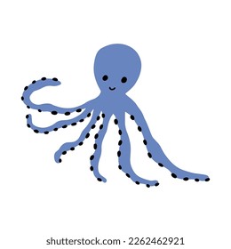 Octopus Character sea animal on deep background. Wild life illustration. Underwear world. Vector illustration.