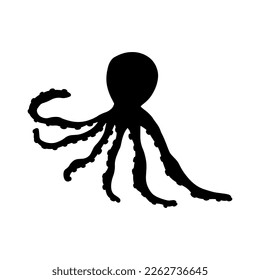 Octopus Character sea animal on deep background. Wild life illustration. Underwear world. Vector illustration.