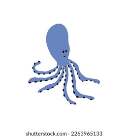 Octopus Character sea animal on deep background. Wild life illustration. Underwear world. Vector illustration.