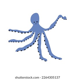 Octopus Character sea animal on deep background. Wild life illustration. Underwear world. Vector illustration.