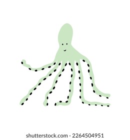 Octopus Character sea animal on deep background. Wild life illustration. Underwear world. Vector illustration.