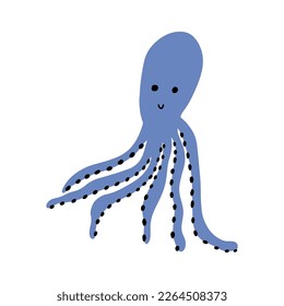 Octopus Character sea animal on deep background. Wild life illustration. Underwear world. Vector illustration.