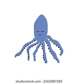 Octopus Character sea animal on deep background. Wild life illustration. Underwear world. Vector illustration.