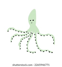 Octopus Character sea animal on deep background. Wild life illustration. Underwear world. Vector illustration.