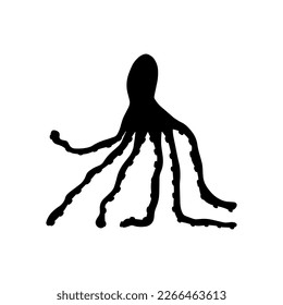 Octopus Character sea animal on deep background. Wild life illustration. Underwear world. Vector illustration.