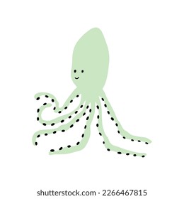 Octopus Character sea animal on deep background. Wild life illustration. Underwear world. Vector illustration.