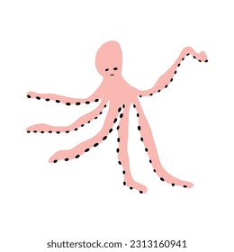 Octopus Character sea animal on deep background. Wild life illustration. Underwear world. Vector illustration.