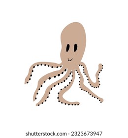 Octopus Character sea animal on deep background. Wild life illustration. Underwear world. Vector illustration.