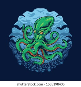 Octopus Character Vector Illustration Artwork