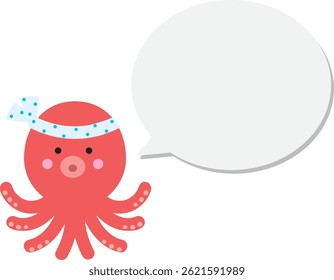 Octopus character wearing a headband and a speech bubble