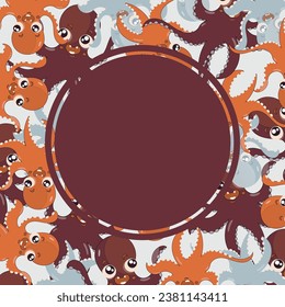 Octopus for children. Underwater world. Vector isolated illustrations for children's design, packaging.