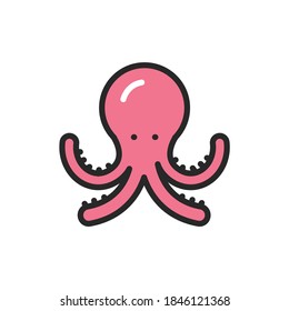 Octopus color line icon. Pictogram for web page, mobile app, promo.